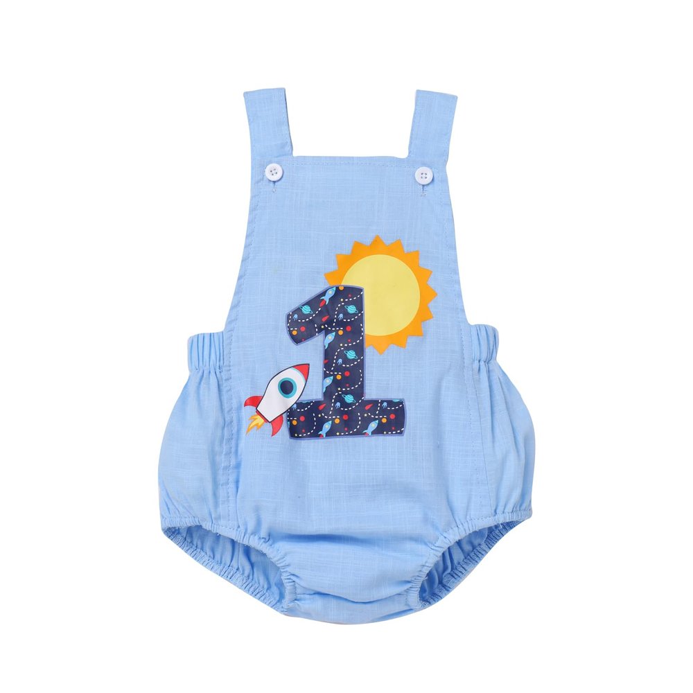 Outer Space Party Decoration, Astronaut Rocket UFO Sign Birthday Party for Boys Baby Shower Photo Props Cake Smash 1st Half Birthday Party Overalls Halloween Casual Suit Rocket 12-18 Months