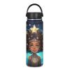 ZOUTAIRONG African Princess Insulated Water Bottle 18 oz Stainless Steel Bottle Reusable Wide Mouth African American Girl Water Bottle with Handle Thermal Mug Sports Water American Girl view 1