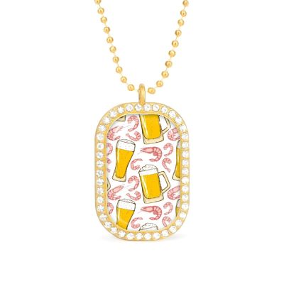 Beer Shrimp Womens Diamond Necklaces Alloy Pendants Trendy Dainty Jewelry Gifts Golden-Style