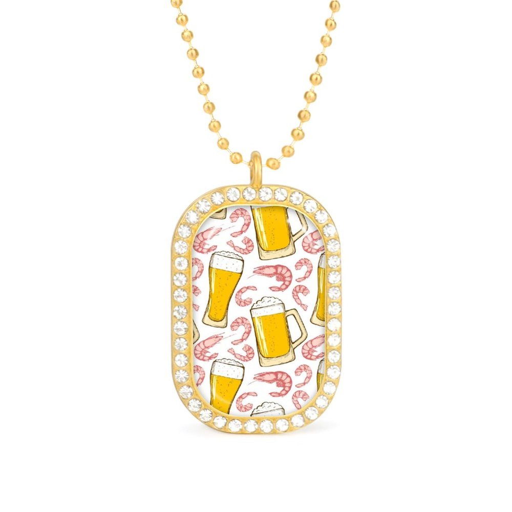Beer Shrimp Womens Diamond Necklaces Alloy Pendants Trendy Dainty Jewelry Gifts Golden-Style