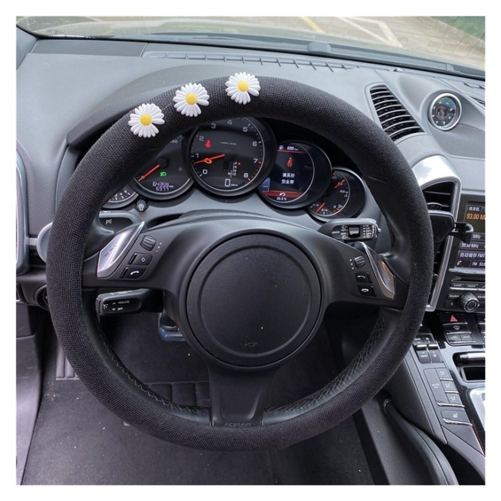 FUERU Car Steering Wheel Cover Set Universal Car Steering Wheel Cover Breathable Linen Ultra-Thin Fit Car Interior Creative Jewelry (Color : 2#)