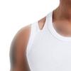 Maiyifu-GJ Men's Sleeveless Irregular Muscle Fitness Shirts Sexy Cutout Compression Tank Tops Workout Bodybuilding Undershirt (White,XX-Large) view 3
