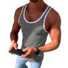 Maiyifu-GJ Men's Muscle Crewneck Striped Tank Tops Sleeveless Gym Workout Elastic Vest Summer Basic Casual T-Shirt Tees (Grey,X-Large) view 1