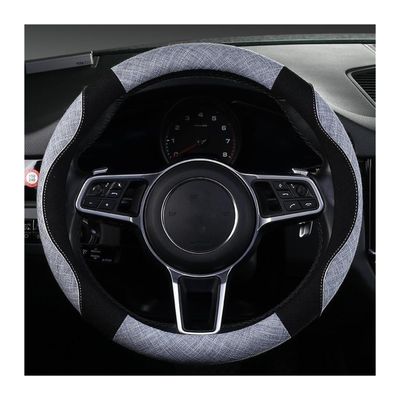 FUERU Car Steering Wheel Cover Set Universal Car Steering Wheel Cover Breathable Linen Fashionable and Beautiful Car Interior (Color : 4#)