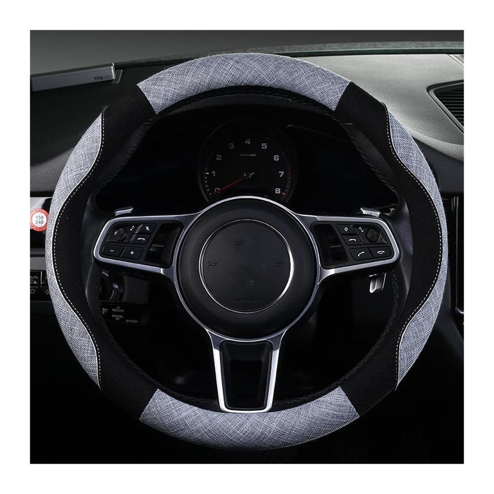 FUERU Car Steering Wheel Cover Set Universal Car Steering Wheel Cover Breathable Linen Fashionable and Beautiful Car Interior (Color : 4#)