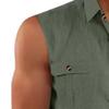 Maiyifu-GJ Men's Beach Basic Vest with Chest Pockets Linen Button Down Sleeveless Tank Top Summer Cotton Solid Color T-Shirt (Green,Medium) view 2