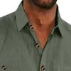Maiyifu-GJ Men's Beach Basic Vest with Chest Pockets Linen Button Down Sleeveless Tank Top Summer Cotton Solid Color T-Shirt (Green,Medium) view 3