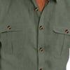 Maiyifu-GJ Men's Beach Basic Vest with Chest Pockets Linen Button Down Sleeveless Tank Top Summer Cotton Solid Color T-Shirt (Green,Medium) view 4