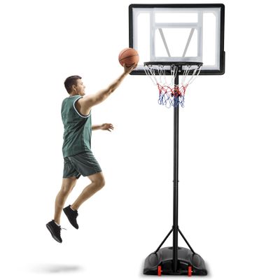 JupiterForce Portable Basketball Hoop Outdoor, 7.2-9.2ft Height Adjustable Basketball Hoop Goal System with 32 inch Basketball Backboard, Stand, Fillable Base, and Wheels for Kids, Teenagers, Adults
