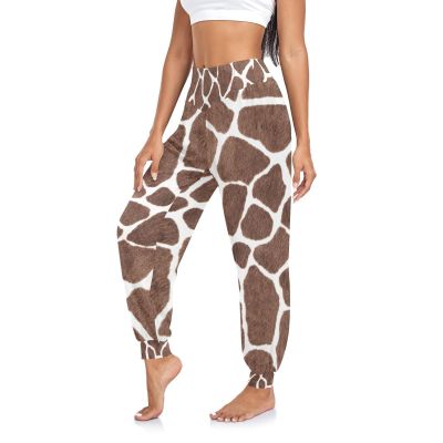 Animal Giraffe Print Boho Hippie Pants for Women Yoga Harem Pants Sweatpants, 2XL