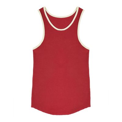 Maiyifu-GJ Men's Casual O Neck Sleeveless Tank Tops Summer Athletic Beach Workout Vest Shirt Solid Color Workout Muscle Tees (Red,XX-Large)