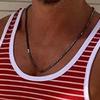 Men's Muscle Crewneck Striped Tank Tops Sleeveless Gym Workout Elastic Vest Summer Basic Casual T-Shirt Tees (Red,X-Large) view 2