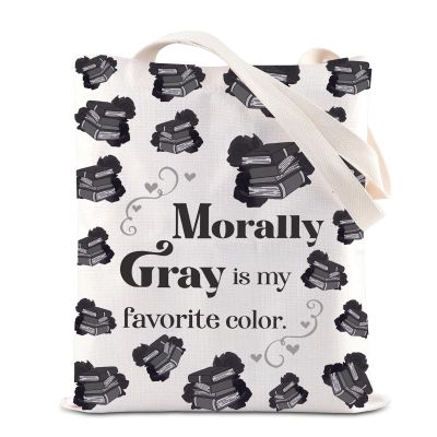 Romance Novel Enthusiast Tote Bag Smut Reader Handbag Enemies to Lovers Gift Morally Gray is My Favorite Color Canvas Bag (MorallyGray Totebag)