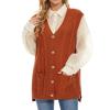 Hyipels Women's Sweater Vest,Sleevelsee Cardigan Button Cable Loose Long V Neck Pockets Knit Outwear Top S~XL view 1