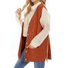 Hyipels Women's Sweater Vest,Sleevelsee Cardigan Button Cable Loose Long V Neck Pockets Knit Outwear Top S~XL view 2