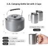 Bulin Camping Kettle, 2.2L Large Portable Stovetop Tea Kettle Fast Heating Boiling Hot Water for Open Fire Lightweight Coffee Pot with 2 Camping Cups & Lids for Outdoor Hiking Picnic Travel view 2
