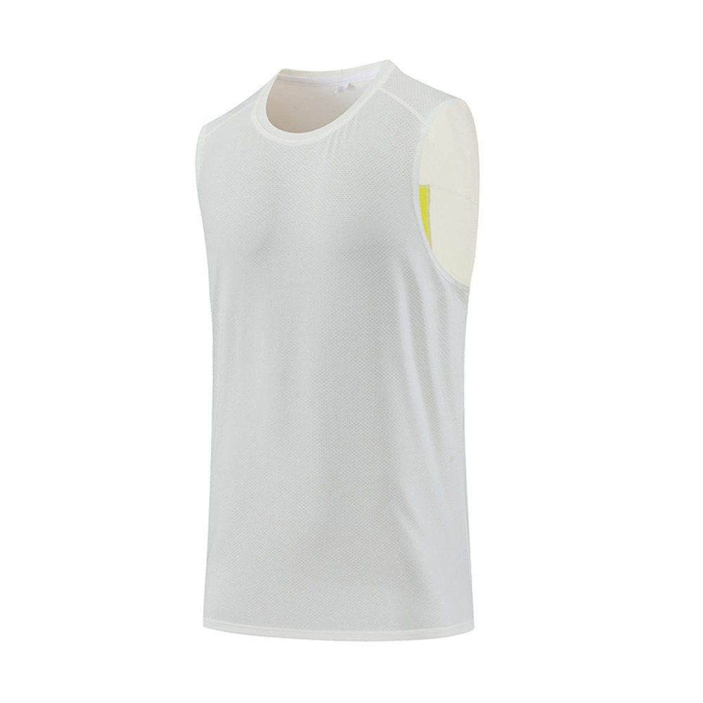 Maiyifu-GJ Men's Summer Fitness Outdoor Round Neck Tee Athletic Running Gym Muscle Undershirt Sleeveless Quick Dry Tank Top (White,Large)