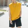 Maiyifu-GJ Men's Sleeveless Solid Color Tank Top Bodybuilding Workout Crewneck Shirt Muscle Athletic Training Fitness Vest (Yellow,Medium) view 4