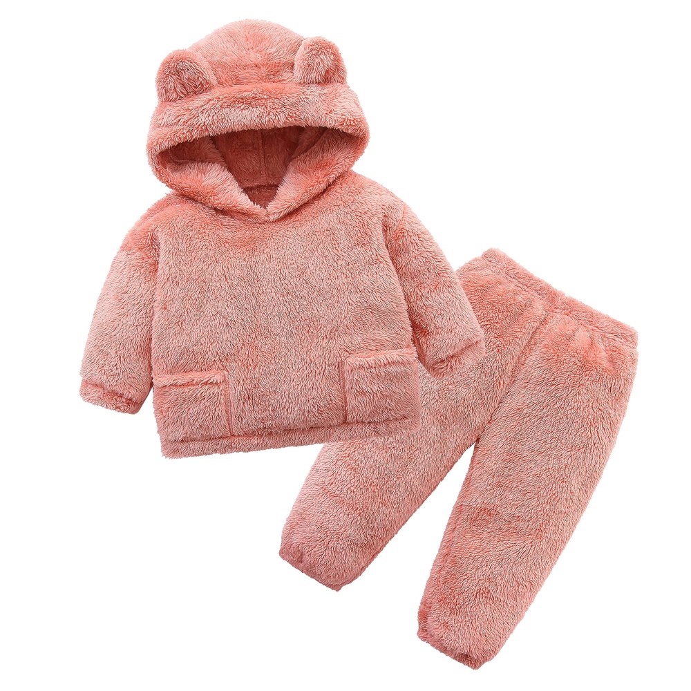 Hikido Thicken Winter Tracksuit Toddler Outwear Warm Snowsuit Baby Snow Overalls for 18-24M Pink