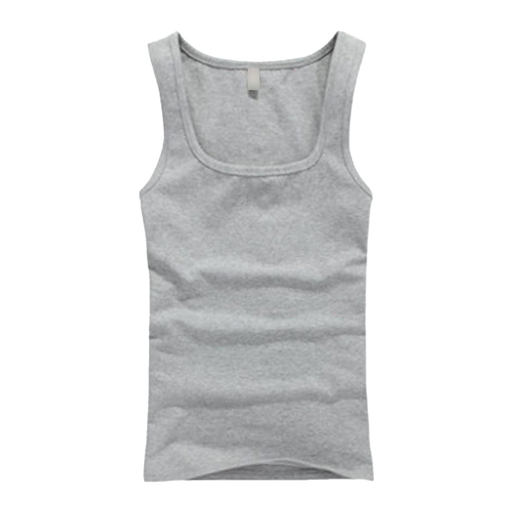 Maiyifu-GJ Men's Bodybuilding Training Fitness Undershirt Cotton Stringer Gym Tank Top Summer Muscle Sleeveless Workout Vest (Grey,XX-Large)