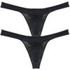Jaxu Men's Gloss & See-through Tangas Underwear Male Bulge Pouch Thong Sexy Mesh T-back Sheer Underpants Sissy Lingerie 2-Pack(Black) M view 1
