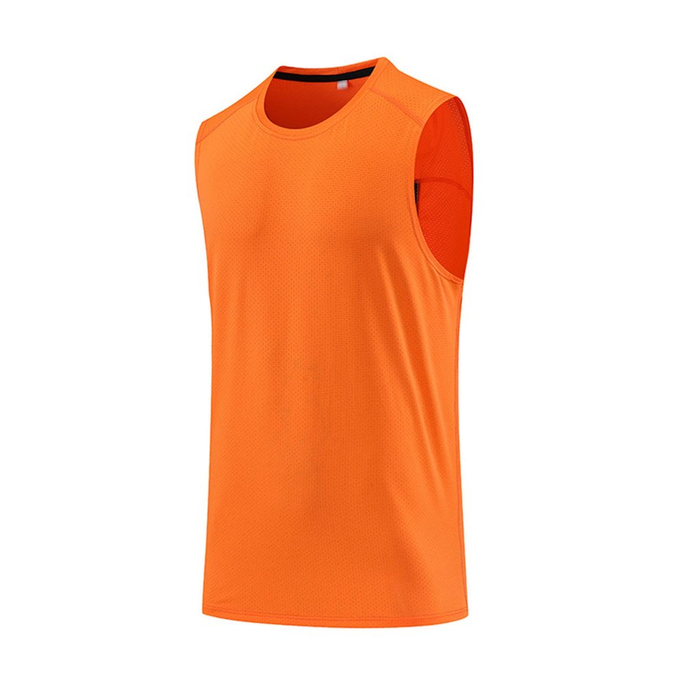 Maiyifu-GJ Men's Summer Fitness Outdoor Round Neck Tee Athletic Running Gym Muscle Undershirt Sleeveless Quick Dry Tank Top (Orange,X-Large)