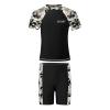 Eandarui Kids Boys 2 Piece Rash Guard Swimwear Set Camouflage Short Sleeve Bathing Suit Sports Swimsuit UPF 50+ Black 9-12 Years view 1