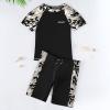 Eandarui Kids Boys 2 Piece Rash Guard Swimwear Set Camouflage Short Sleeve Bathing Suit Sports Swimsuit UPF 50+ Black 9-12 Years view 2