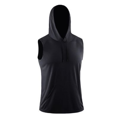 Maiyifu-GJ Men's Hooded Quick Dry Mesh Running Undershirt Athletic Mountain Tank Top Sleeveless Bodybuilding Gym Shirt (Black,X-Large)