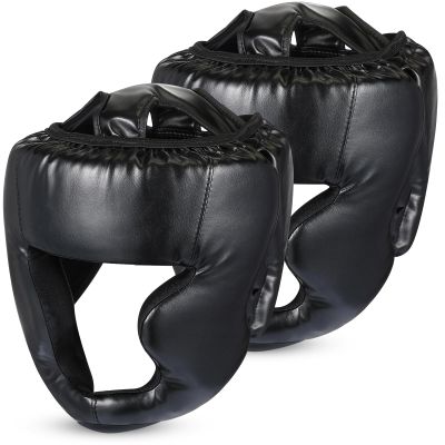 Copkim 2 Pcs Boxing Headgear MMA Training Sparring Gear Muay Thai Headgear Adjustable Taekwondo Helmet for Kickboxing Sparring Trainees Youth Adult Men(Black)