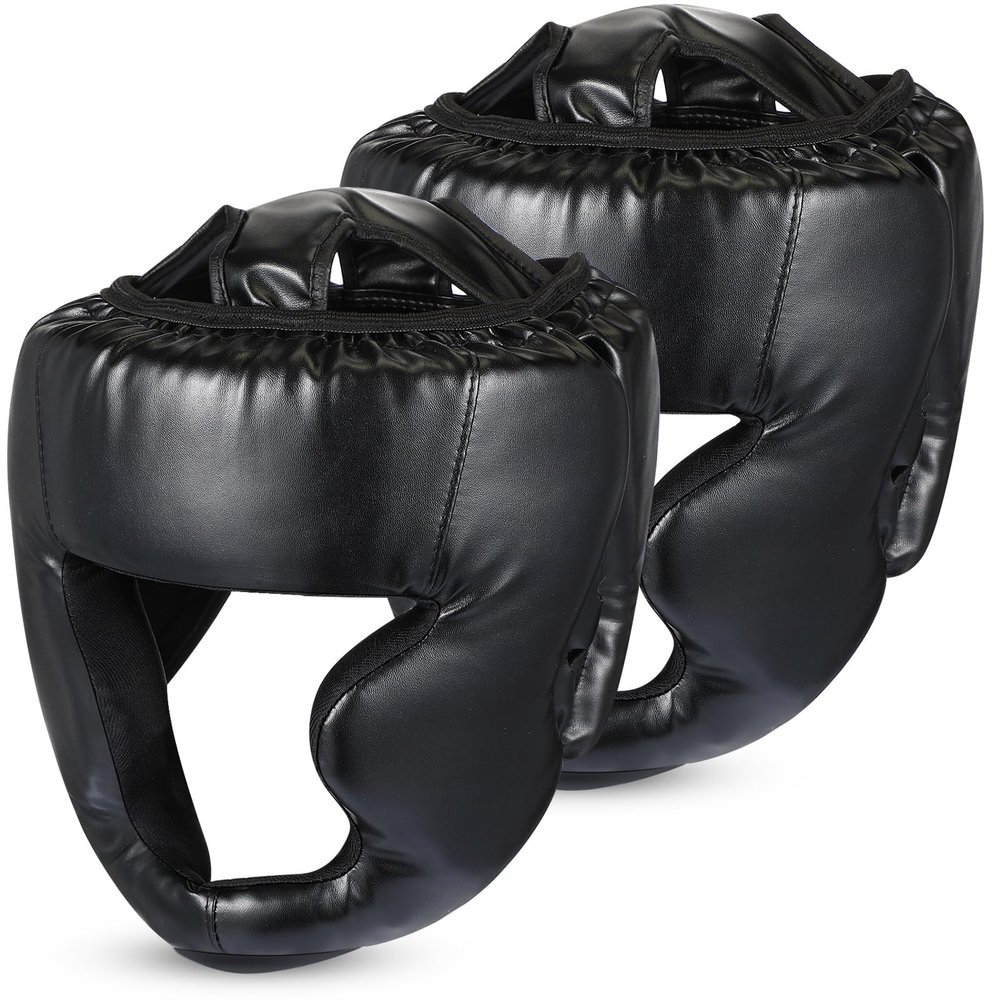 Copkim 2 Pcs Boxing Headgear MMA Training Sparring Gear Muay Thai Headgear Adjustable Taekwondo Helmet for Kickboxing Sparring Trainees Youth Adult Men(Black)