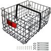 Folding Rear Bike Basket, Huntoshon Quickly Release Metal Bicycle Rack Cargo Basket with Strap & Reflective Tail Light for Most Mounted Bike Rack view 1