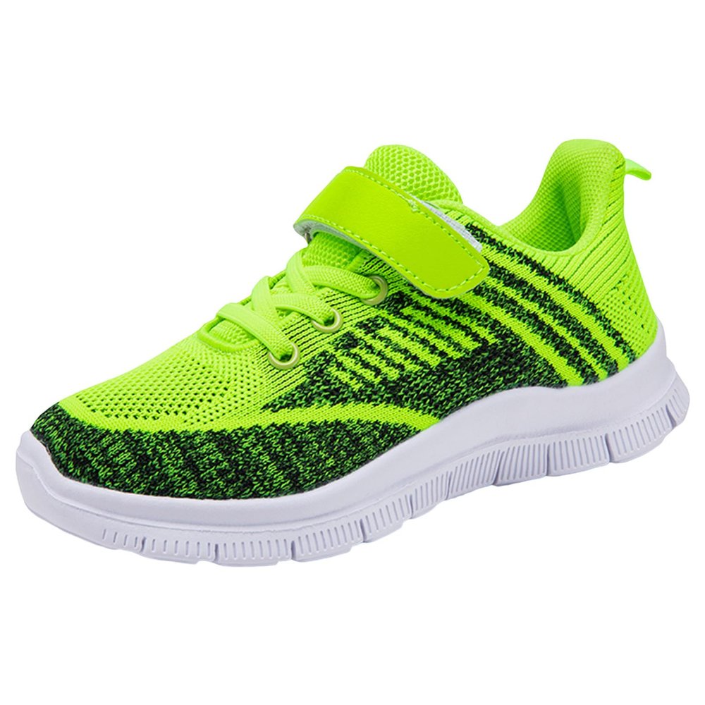 Boys Lightweight Non Slip Running Shoes Kid Girls Athletic Tennis Shoe Breathable Lightweight Slip on Sports Shoes (Green,2)