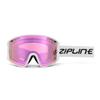 Zipline KLIK Ski Goggles - No Fog Magnetic Lenses, Double Cylindrical Polycarbonate, Adjustable Vent, Magnetic Lens System - Preferred by Pros (White Frame - Cherry Blossom - Rose Lens, White Frame) view 1