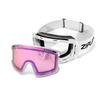 Zipline KLIK Ski Goggles - No Fog Magnetic Lenses, Double Cylindrical Polycarbonate, Adjustable Vent, Magnetic Lens System - Preferred by Pros (White Frame - Cherry Blossom - Rose Lens, White Frame) view 2