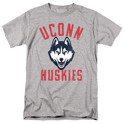 University of Connecticut Official Huskies Logo Unisex Adult T Shirt,Athletic Heather, 3X-Large