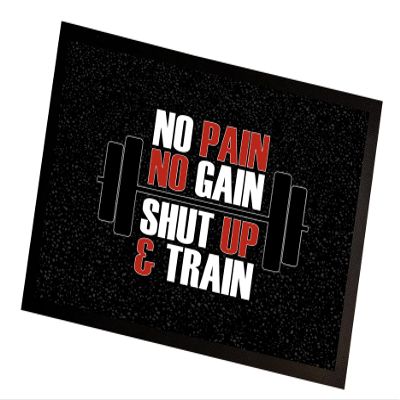 Artylicious Gym mat - Red Gym motivational Quote No Pain No Gain Door Mat 60 x 40 cm