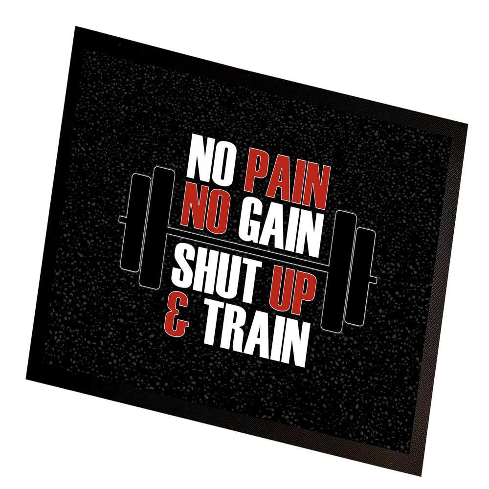 Artylicious Gym mat - Red Gym motivational Quote No Pain No Gain Door Mat 60 x 40 cm