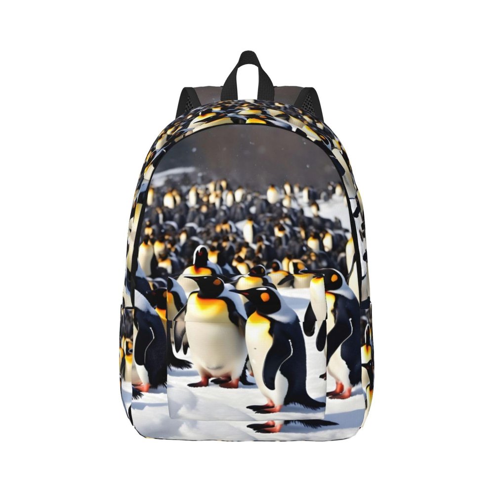 FRESQA Happy Penguins Versatile Mini Backpack:Lightweight Leisure Dual Shoulder,Simple Canvas,And Spacious Design