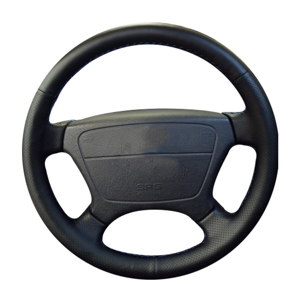 Black Leather Car Steering Wheel Cover for Benz E-Class W210 E200 240 280 320 W140 S320 350 420 DIY Hand-Stitched Car Steering Wheel Covers