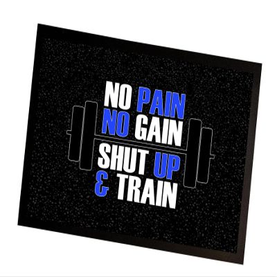 Artylicious Gym mat - Blue Gym motivational Quote No Pain No Gain Door Mat 60 x 40 cm