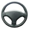 Black Leather Car Steering Wheel Cover for Peugeot 308 Old 408 DIY Hand-Stitched Car Steering Wheel Covers view 1