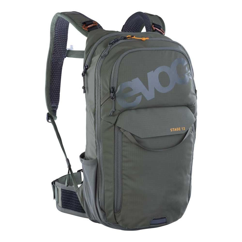 EVOC Stage 12 Backpack (Adjustable Shoulder Straps with Brace Link, Air Flow Contact System, Includes Hydration Bladder Compartment, Tool Compartment and Compression Straps, One Size)
