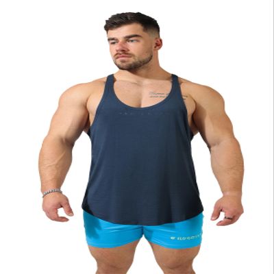 Jed North Pro Bodybuilding Workout Stringer Gym Tank Top Singlet Racerback,Navy,Small