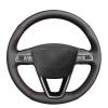 Black Leather Car Steering Wheel Cover for Seat Leon 5F Mk3 2013-2019 Ibiza 6J Tarraco Arona Ateca Alhambra DIY Hand-Stitched Car Steering Wheel Covers view 1