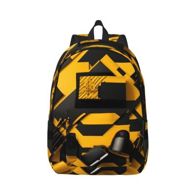 FRESQA Mustard Yellow And Black Versatile Mini Backpack:Lightweight Leisure Dual Shoulder,Simple Canvas,And Spacious Design