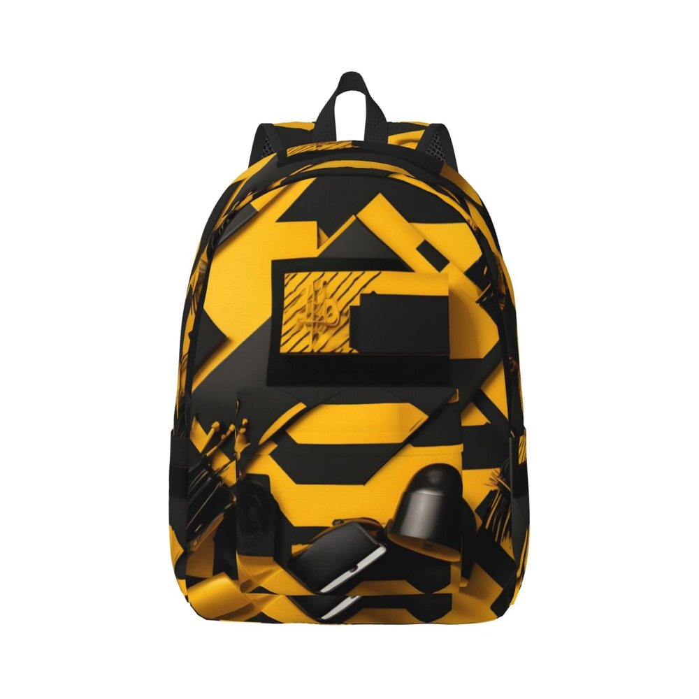 FRESQA Mustard Yellow And Black Versatile Mini Backpack:Lightweight Leisure Dual Shoulder,Simple Canvas,And Spacious Design