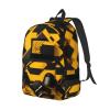 FRESQA Mustard Yellow And Black Versatile Mini Backpack:Lightweight Leisure Dual Shoulder,Simple Canvas,And Spacious Design view 2