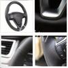 Black Leather Car Steering Wheel Cover for Peugeot 308 Old 408 DIY Hand-Stitched Car Steering Wheel Covers view 4