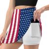 KiHene Women's American Flag Tennis Skirts with Pockets Inner Shorts, Athletic Golf Skort for Workout Sports view 1